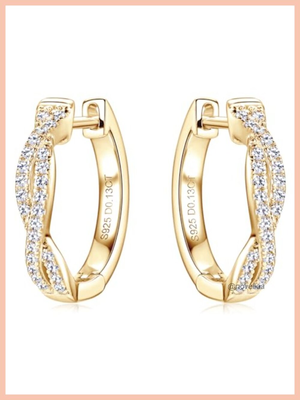 Infinity Moissanite Hoop Earrings Sterling Silver 925 Twisted